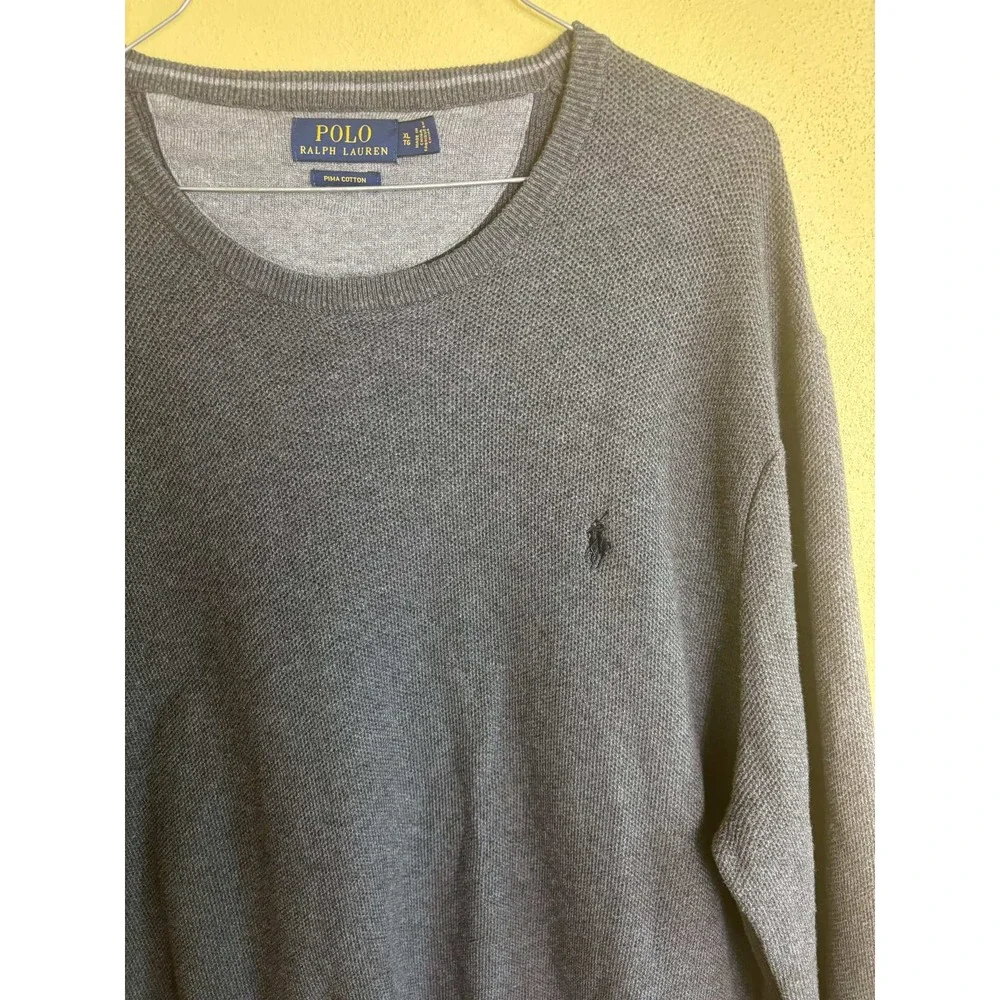 Polo Ralph Lauren‎ Sweater Adult Size XL Grey Pullover Pima Cotton Mens